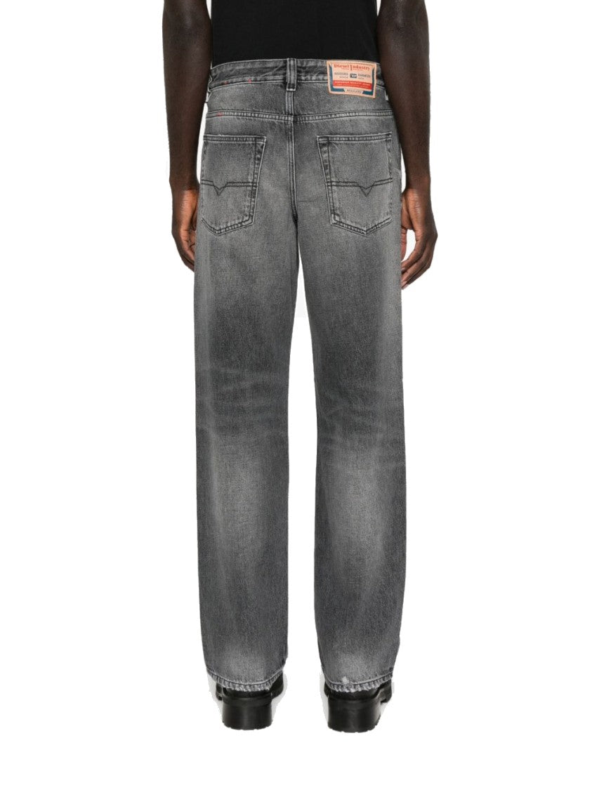 Diesel Relaxed Fit Wide-Leg Jeans With Faded Black Wash