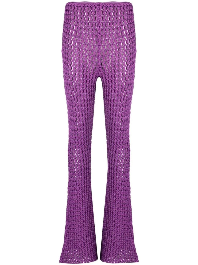 Moschino Open-Knit Flared Trousers With Design