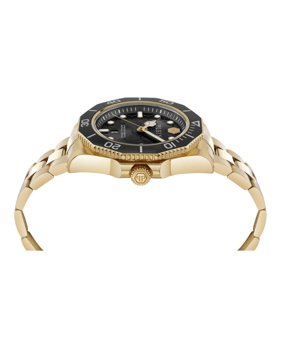 Philipp Plein Aquastorm 44Mm Yellow Gold Bracelet Watch With Guilloche Dial