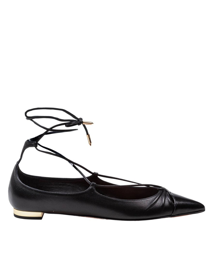 Aquazzura Black Nappa Gabi Flat