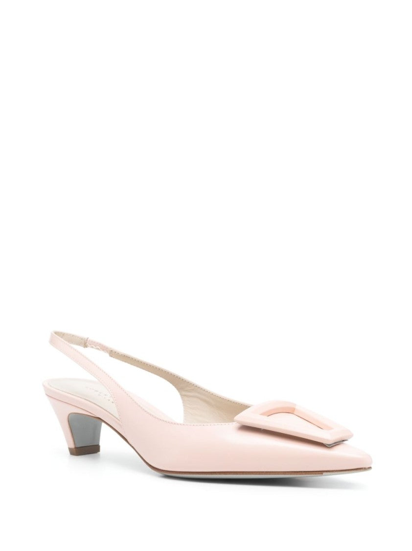 Roberto Festa Light Pink Elasticated Kitten Slingback