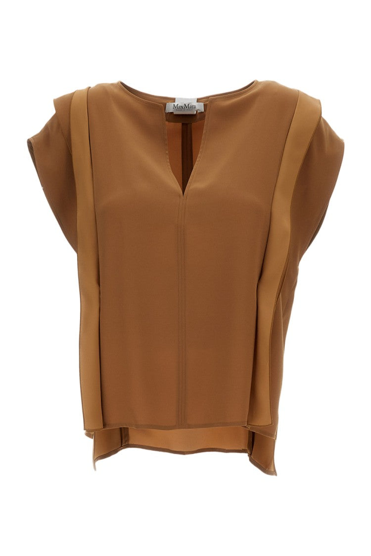 Max Mara Brown Sleeveless Fluid Top With Belt
