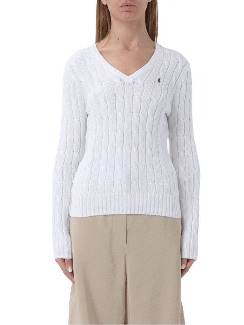 Polo Ralph Lauren Cable-Knit Cotton V-Neck Sweater