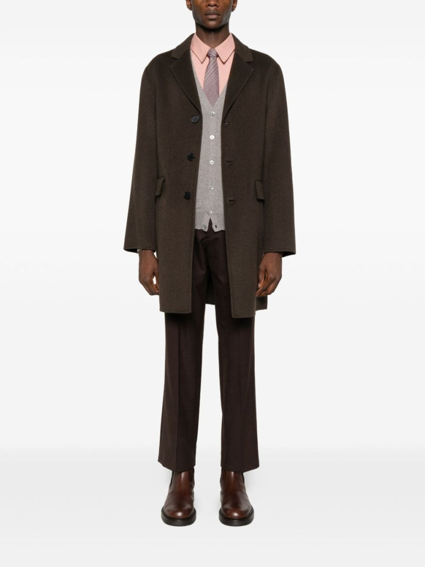 Amaranto Brown Tailored Coat With Notched Lapel