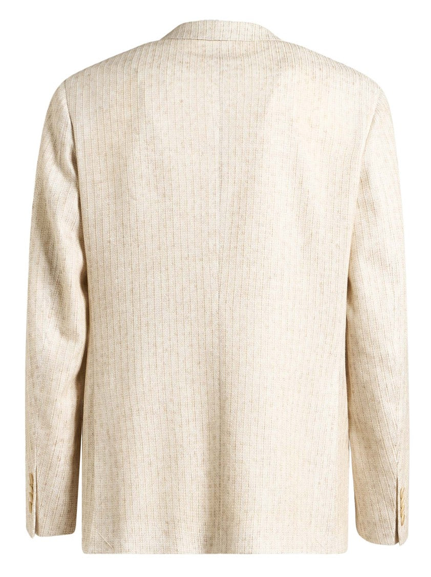 Etro Micro-Striped Pattern Beige Single-Breasted Jacket