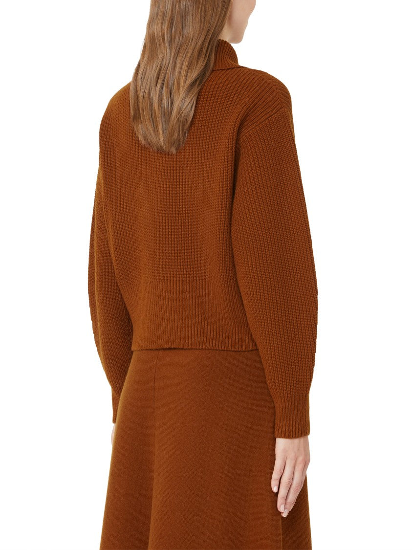 Max Mara Ribbed Knit Sweater With Gold Zip