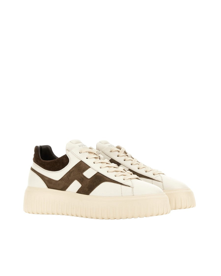 Hogan Ivory H-Stripes Nappa Leather Sneakers