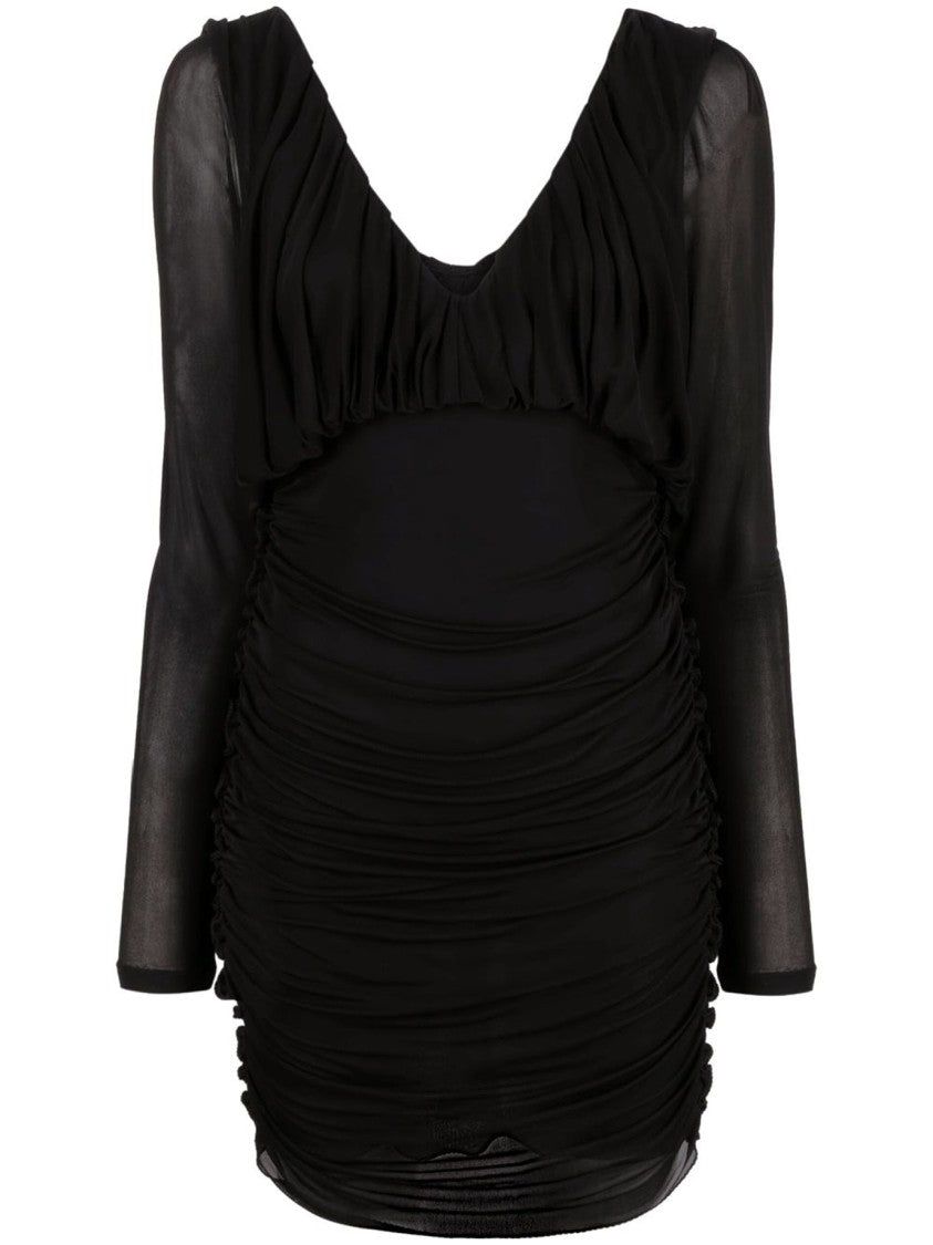 Saint Laurent Mini Black Dress With Deep V-Neckline