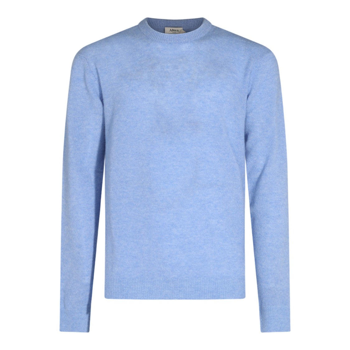 Altea Light Blue Side-Slit Classic Crew Neck Sweater