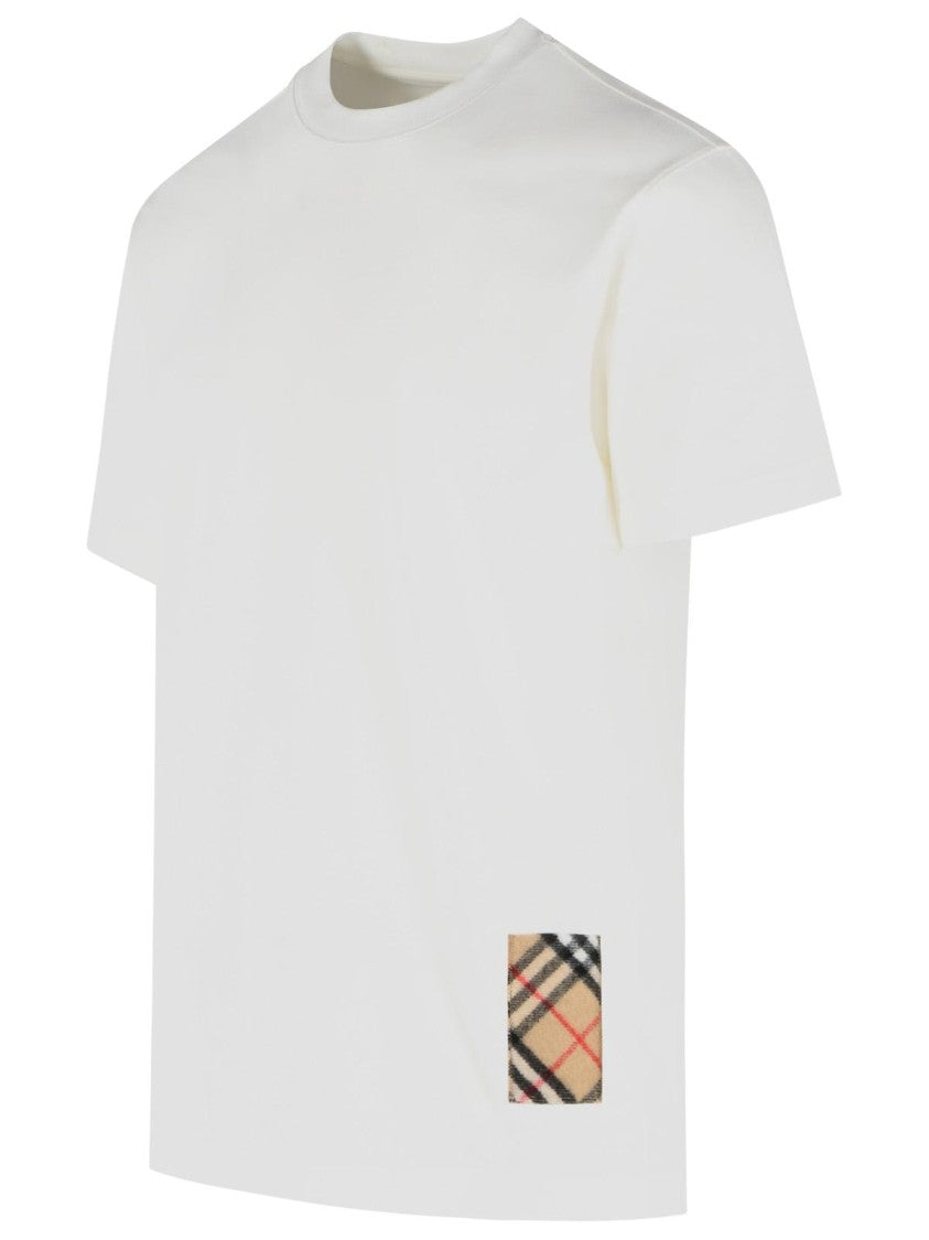 Burberry White Seth Check Insert Cotton T-Shirt