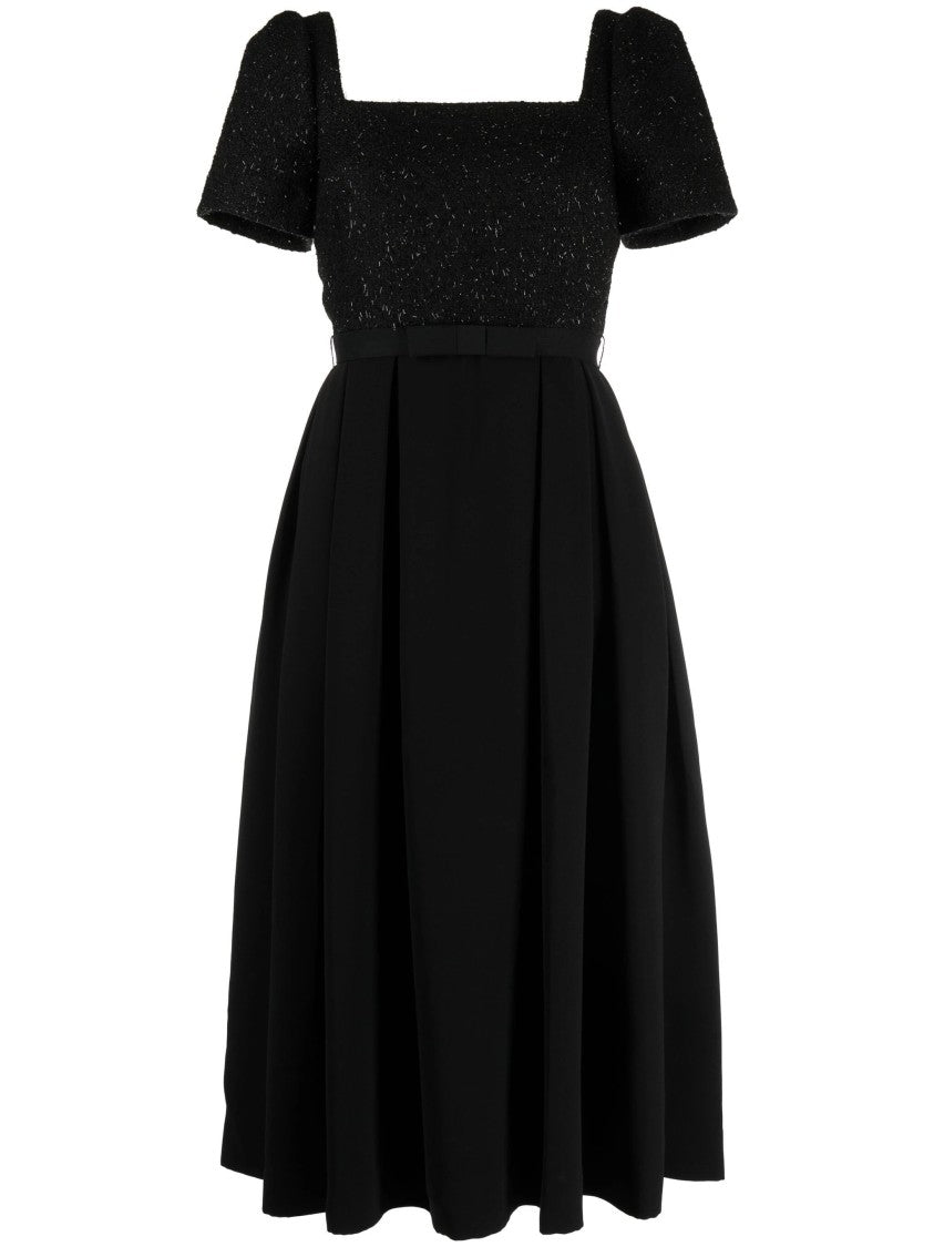 Self-Portrait Black Boucle Midi Dress