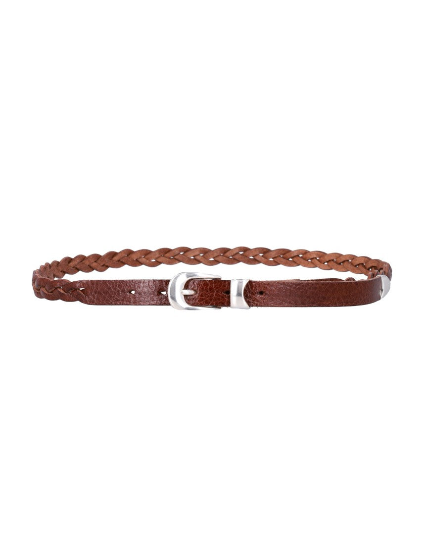 Our Legacy Braided Leather Cognac Pin Buckle Belt