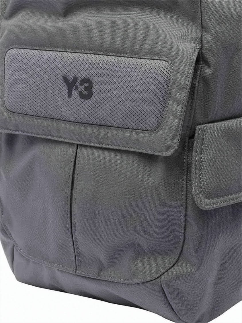 Y-3 Compact Grey Polyamide Backpack With Functional Design
