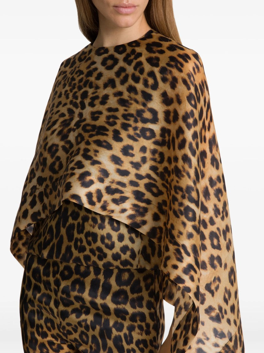 Alberta Ferretti Brown Leopard Print Silk Top
