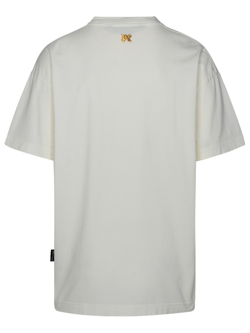Palm Angels Burning Monogram White Cotton T-Shirt