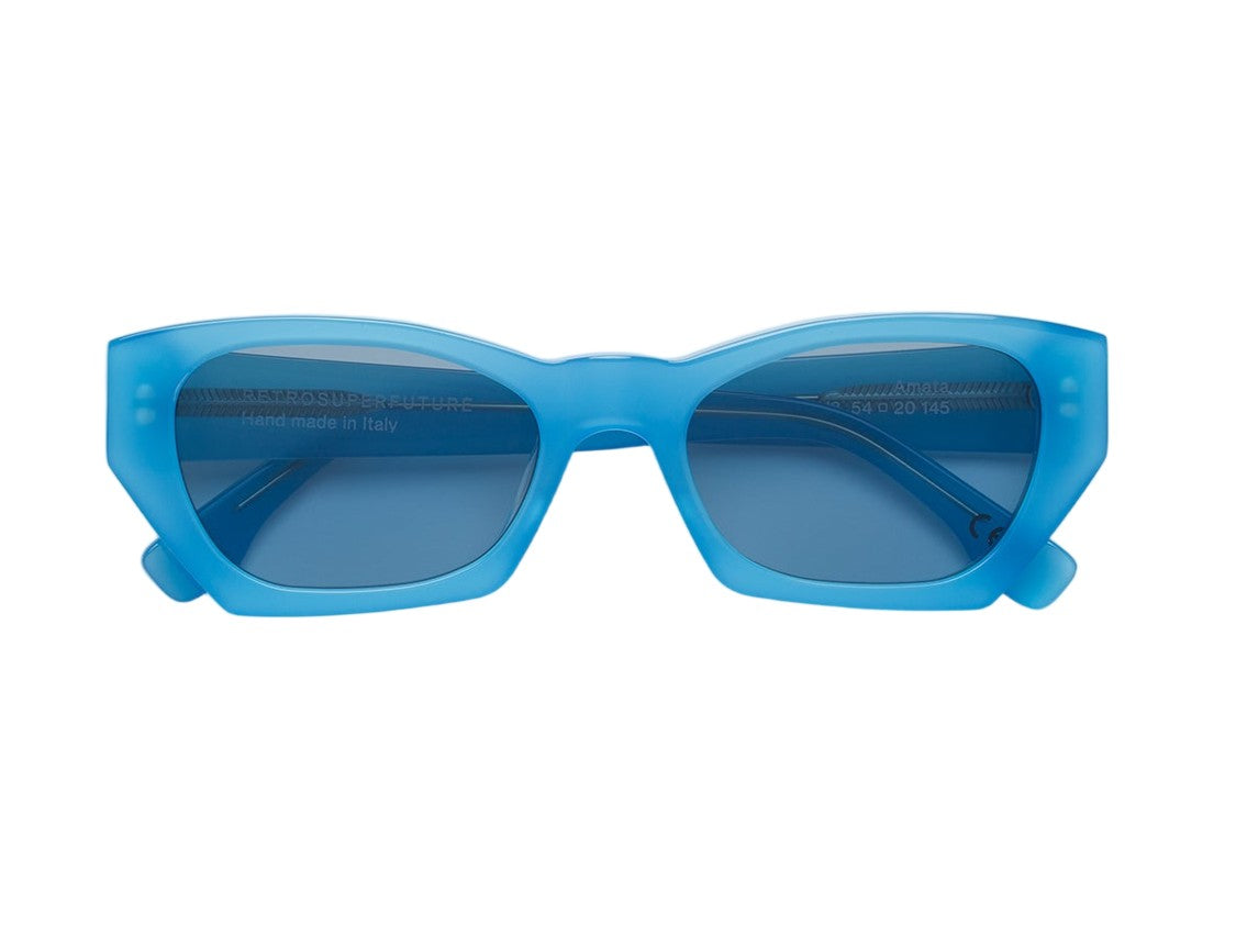 Retrosuperfuture Blue Amata Estate Anice Translucent Oversized Square Sunglasses