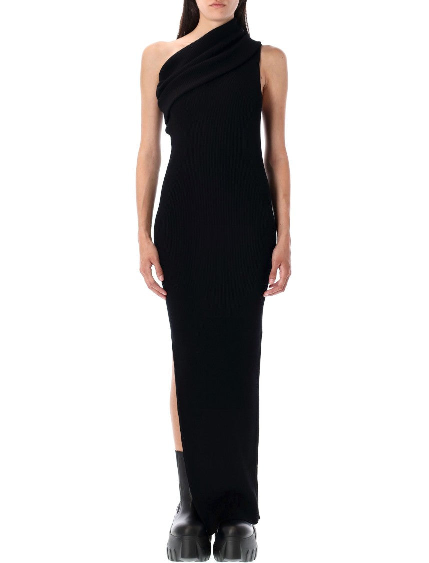 Rick Owens Athena One Shoulder Draped Floor Length Dress