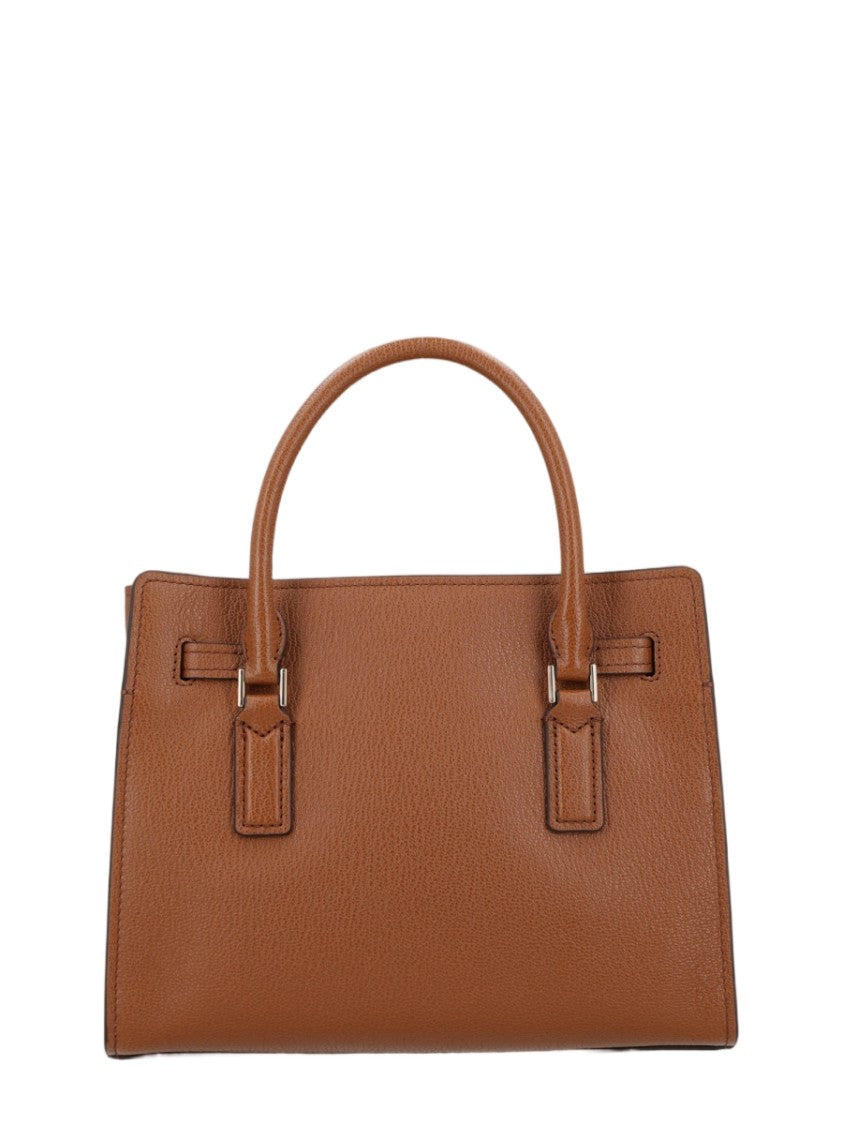 Michael Michael Kors Structured Brown Leather Handbag With Gold-Tone Hardware
