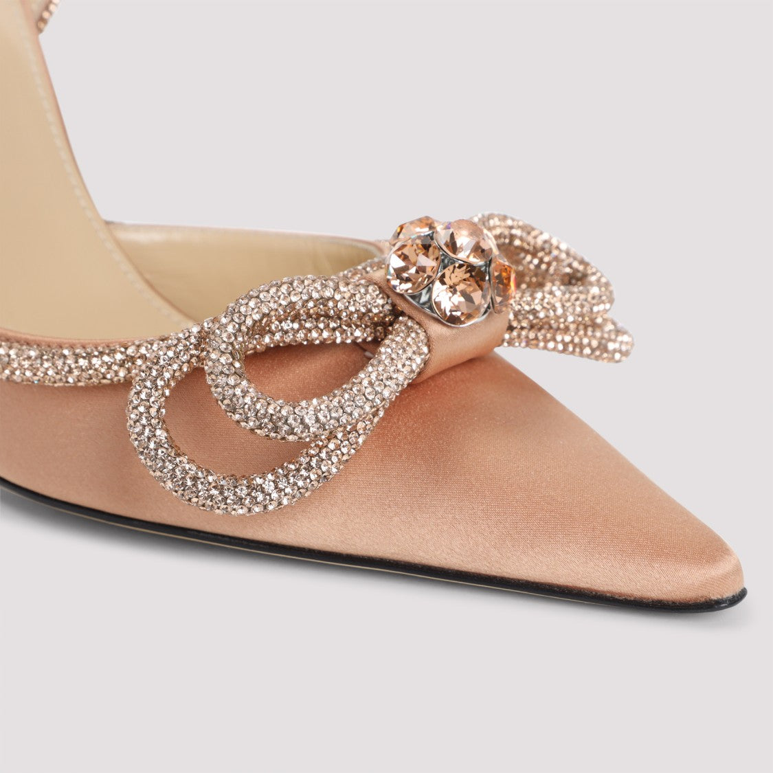 Mach & Mach Double Bow Golden Satin Pumps