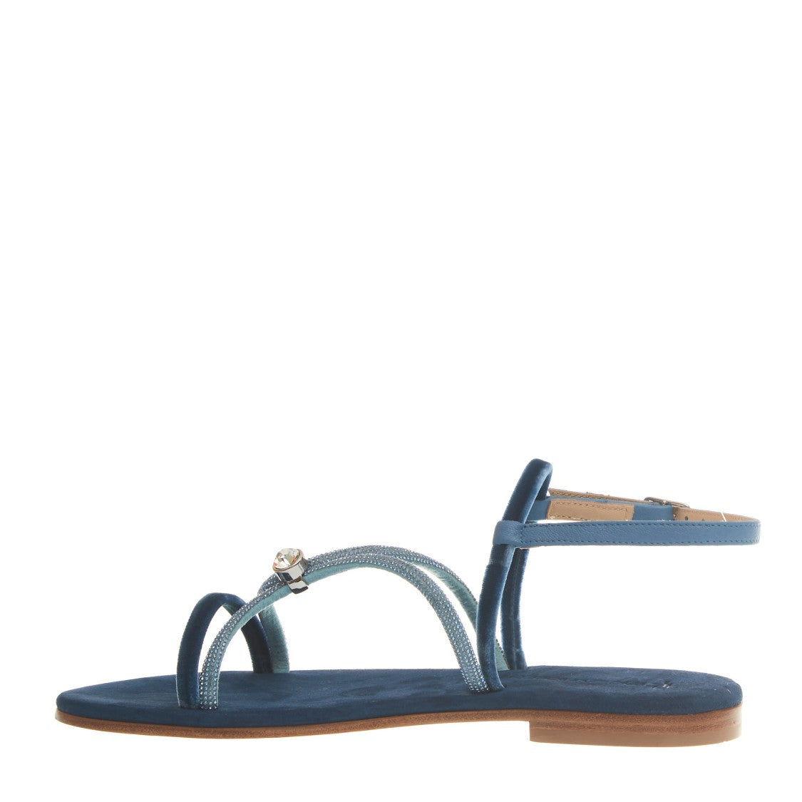 Paola Fiorenza Blue Velvet Sandal With Microcrystals