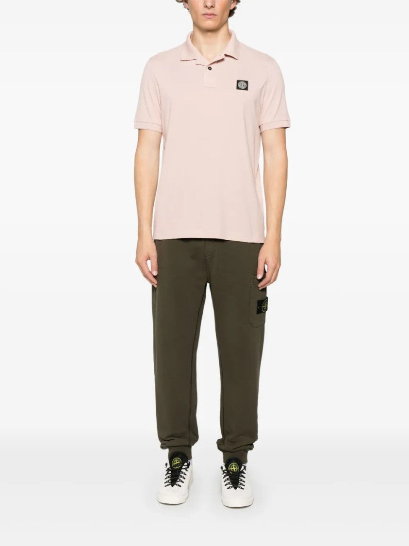 Stone Island Light Pink Polo Shirt With Front Button Placket