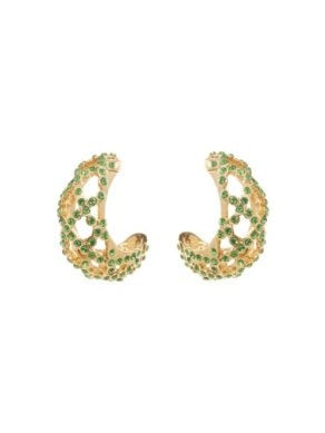 Oscar De La Renta Large Lattice Crystal Earrings