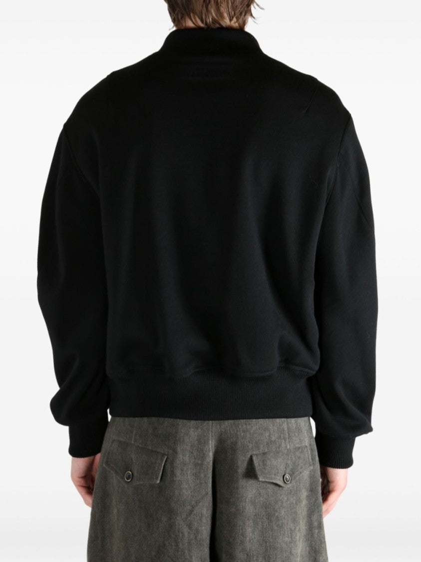 Givenchy Bomber-Style Sweater With Leather Front Panel