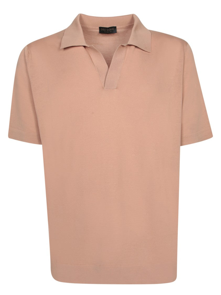 Dell'oglio Classic V-Neck Pink Polo T-Shirt
