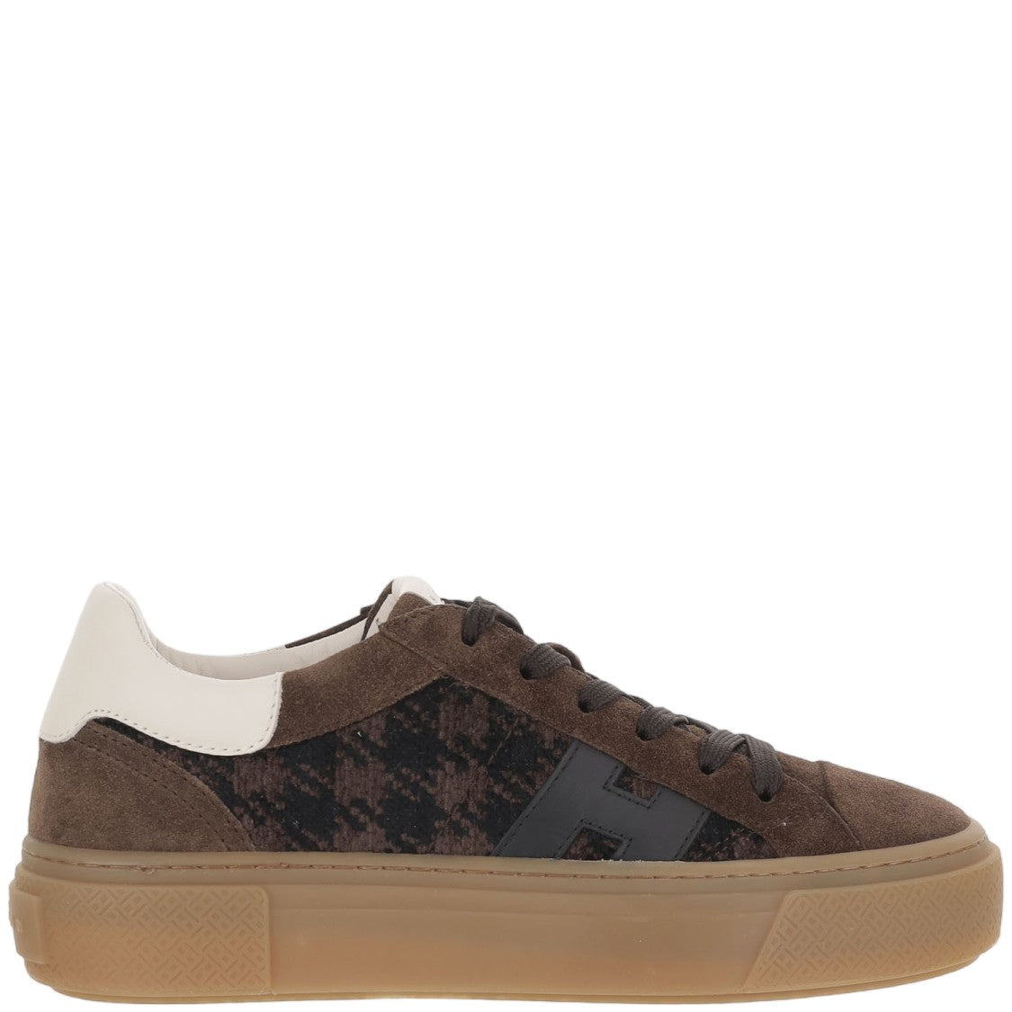 Hogan Crosswind Houndstooth Fabric Suede Low-Top Sneakers
