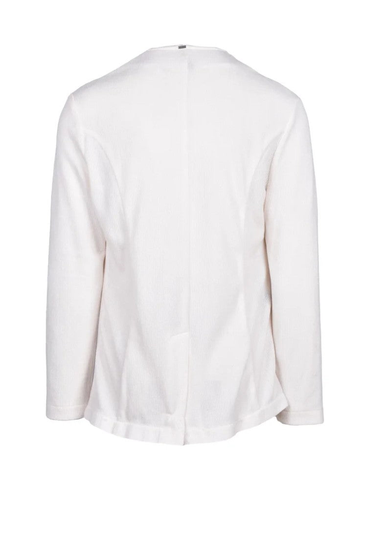 A.M.Couture Knit Cotton Stretch Blazer - White