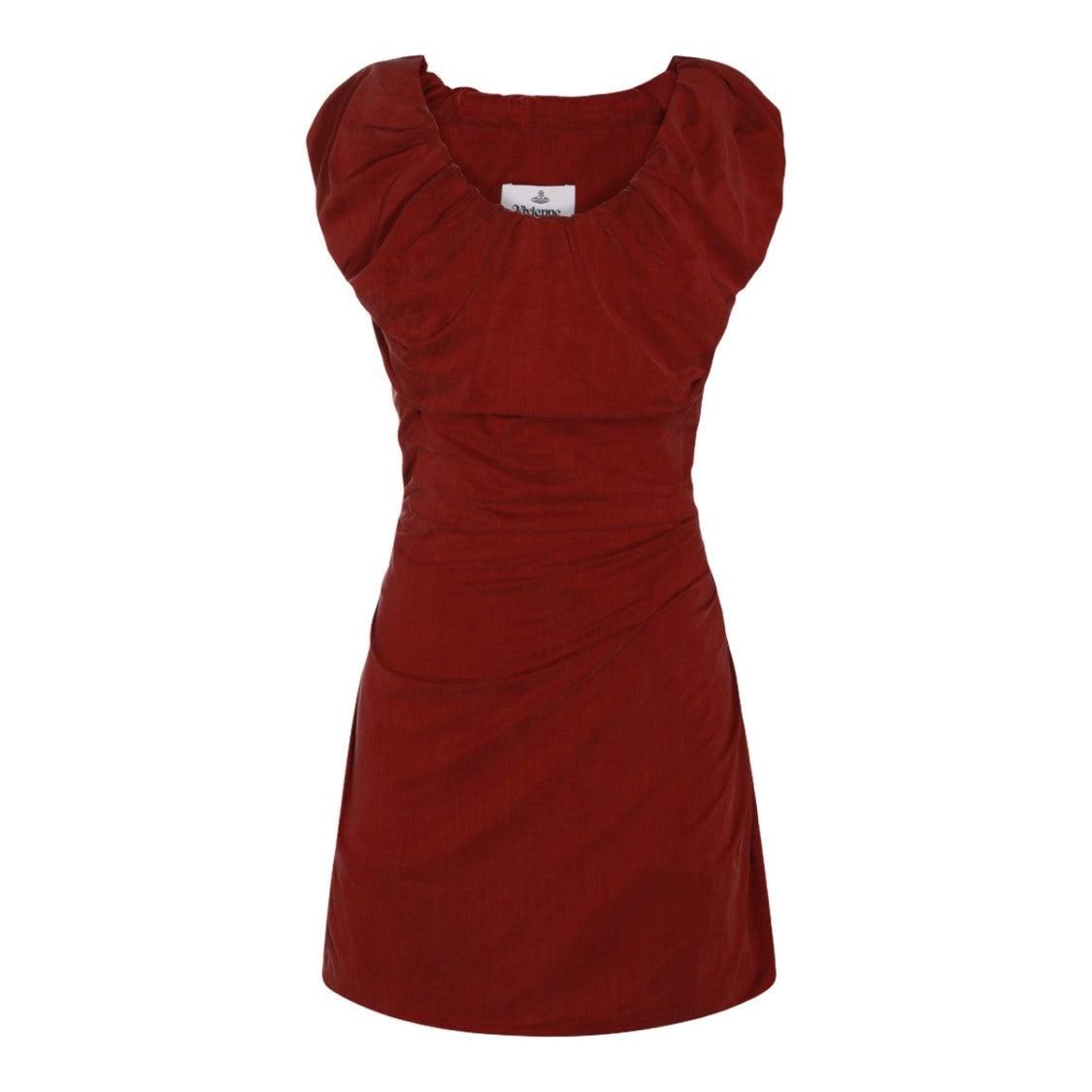 Vivienne Westwood Ruched Deep Red Mini Dress With Neckline