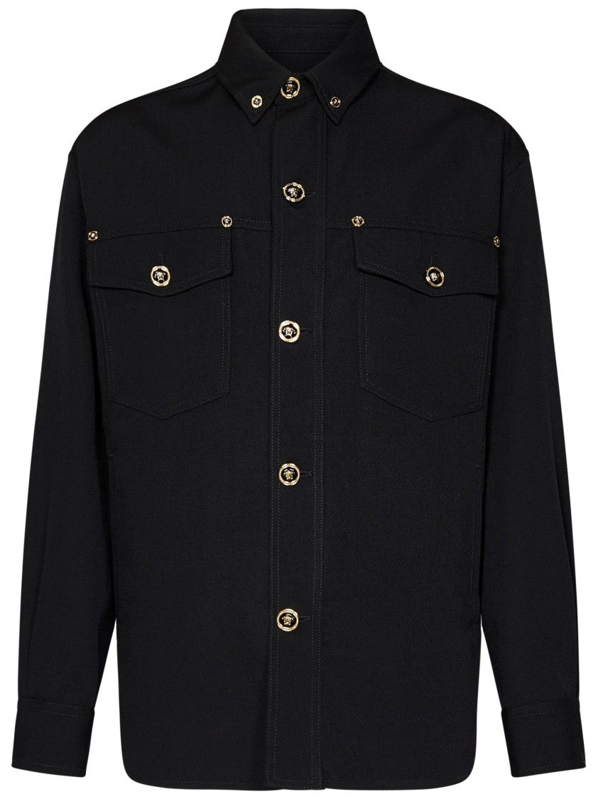 Versace Black Overshirt With Medusa Detailing