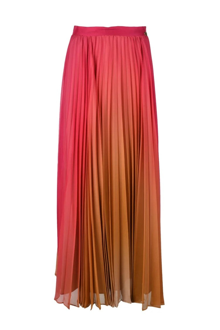 Twin-Set Pleated Skirt Polyester - Beige/Fuchsia