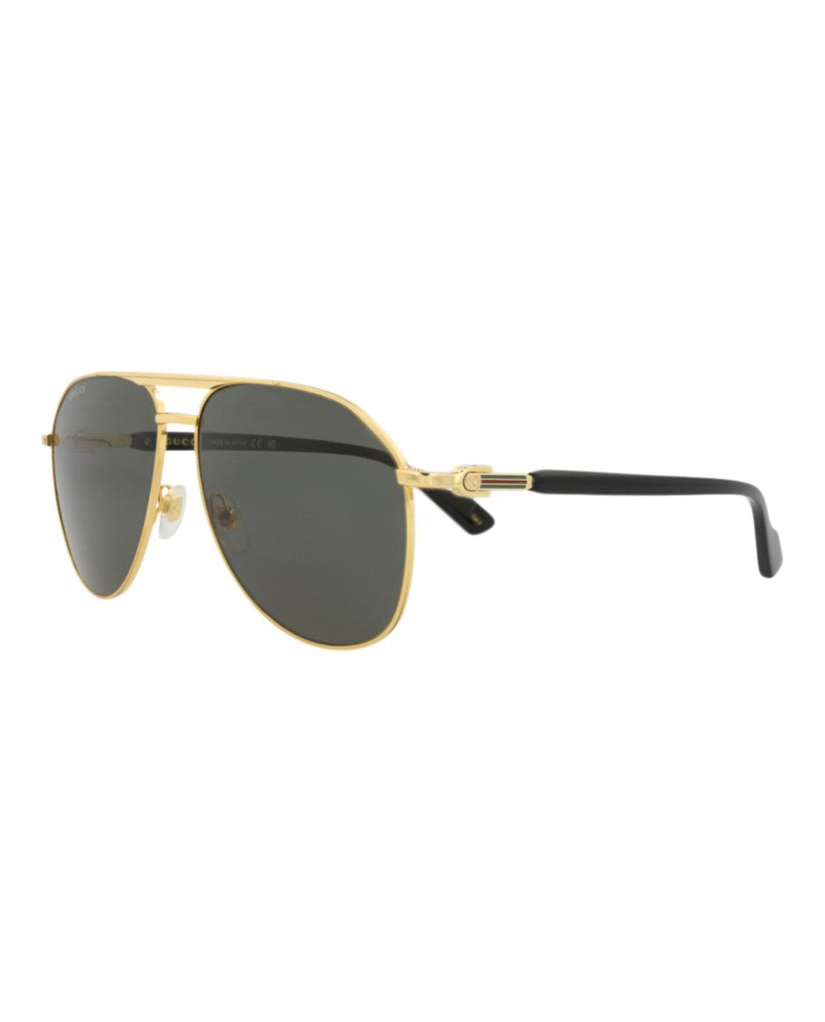 Gucci Aviator-Frame Metal Sunglasses With Gold Finish