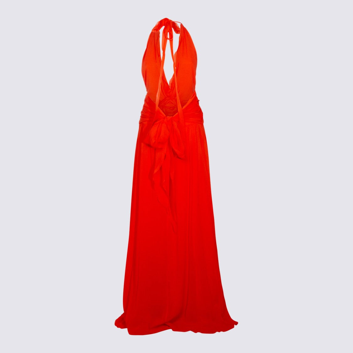 Blumarine Draped Orange Viscose Maxi Dress