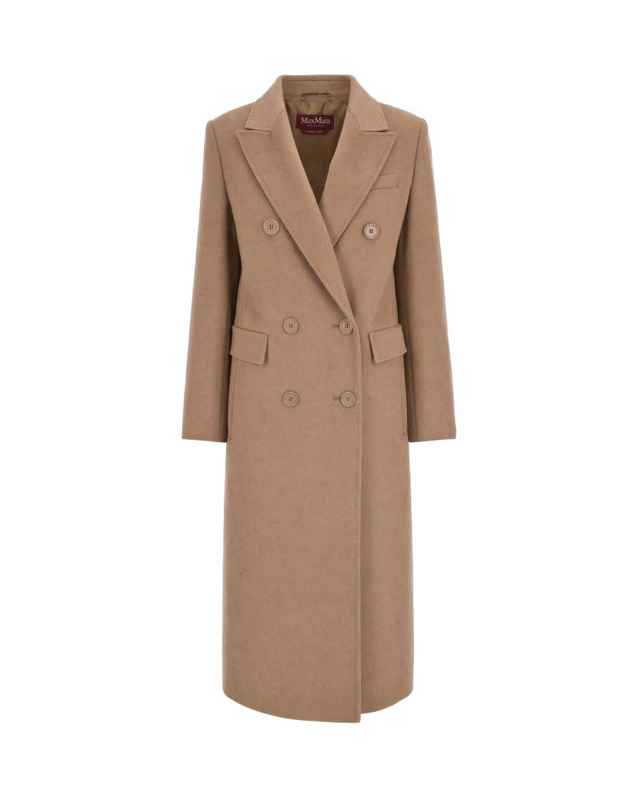 Max Mara Camel Virgin Wool Double-Breasted Long Coat