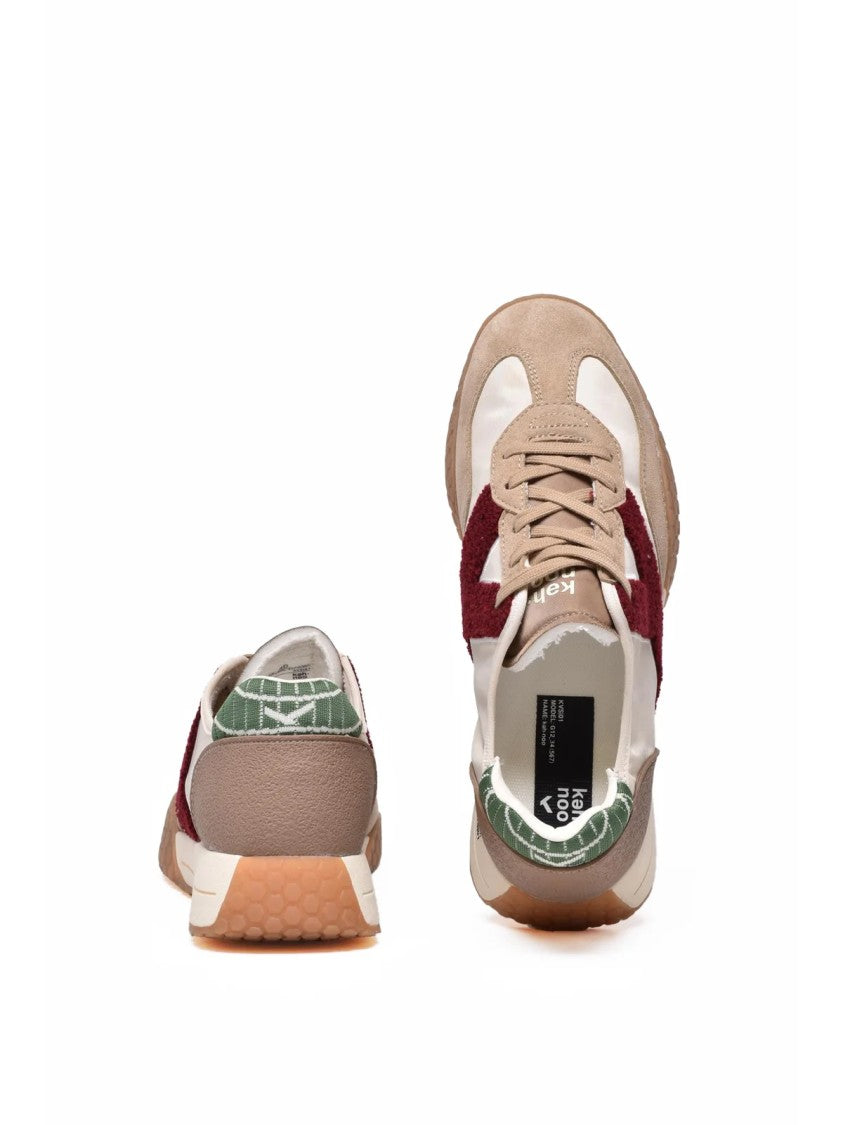 Keh-Noo Beige Leather-Blend Patchwork Sneakers