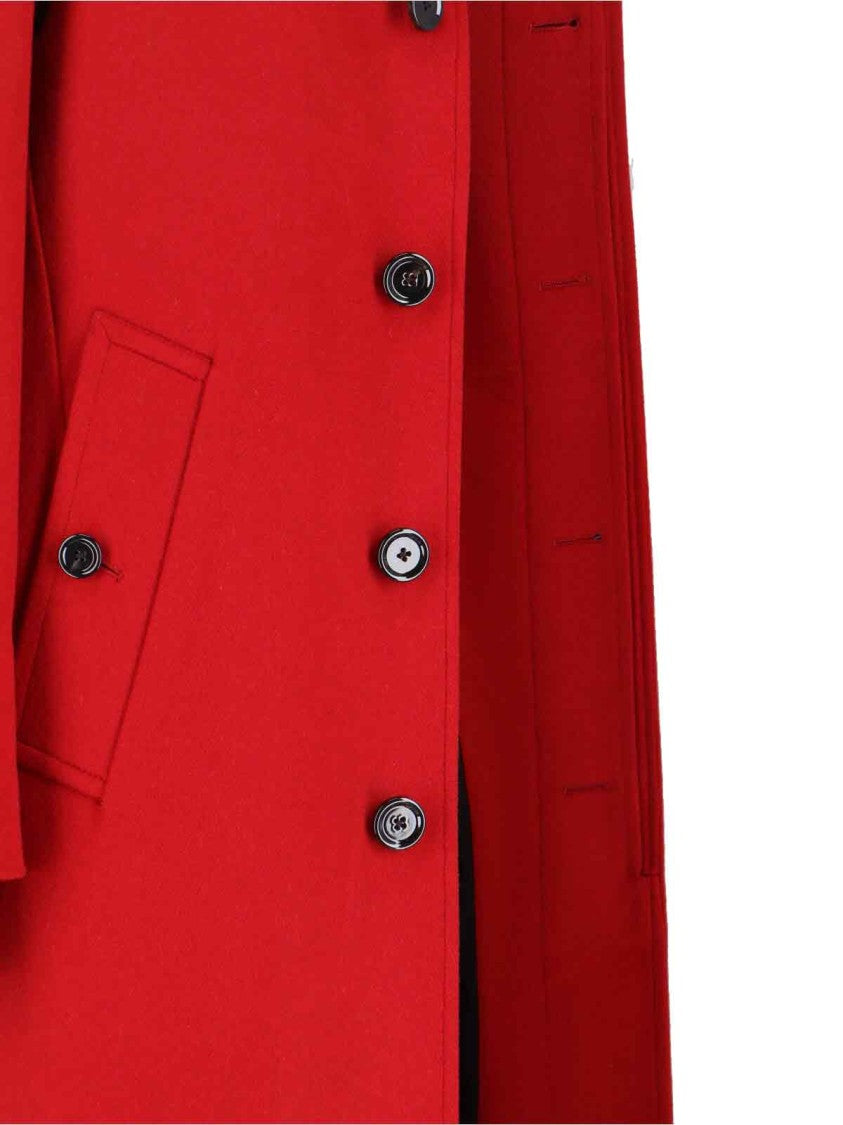Lardini Red Cashmere Coat With Classic Collar