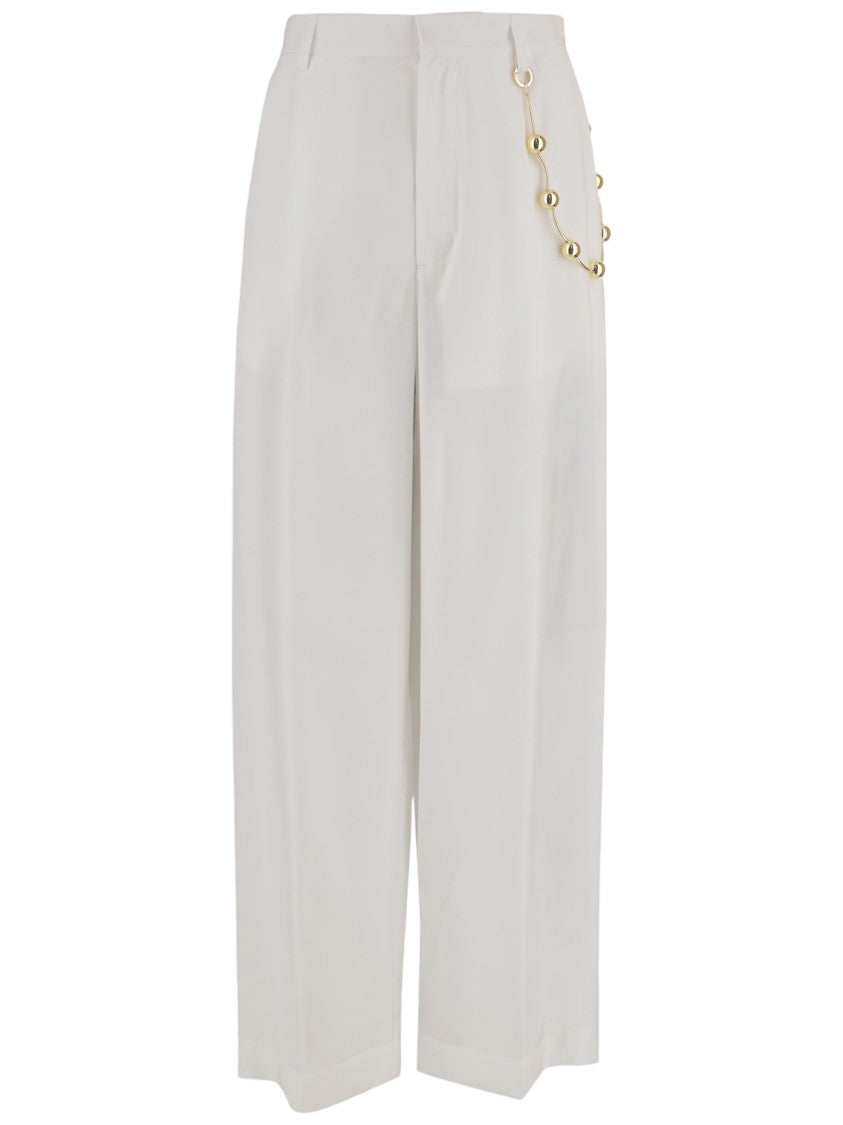 Darkpark Viscose-Blend Pants With Decorative Gold Chain Detail