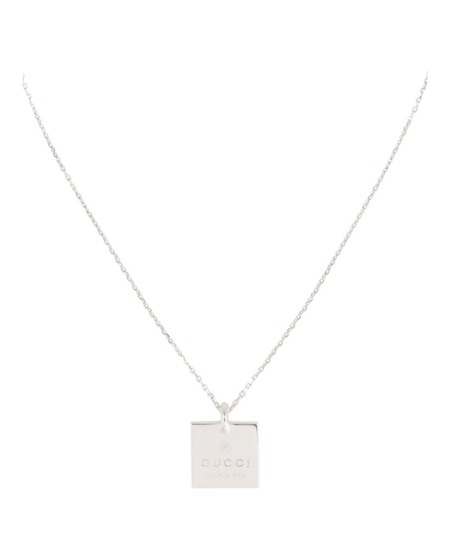 Gucci Sterling Silver Logo Pendant Necklace