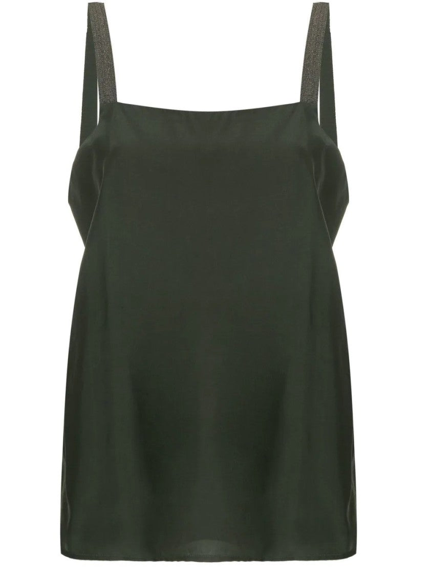 Fabiana Filippi Sleeveless Black Top With Square Neckline