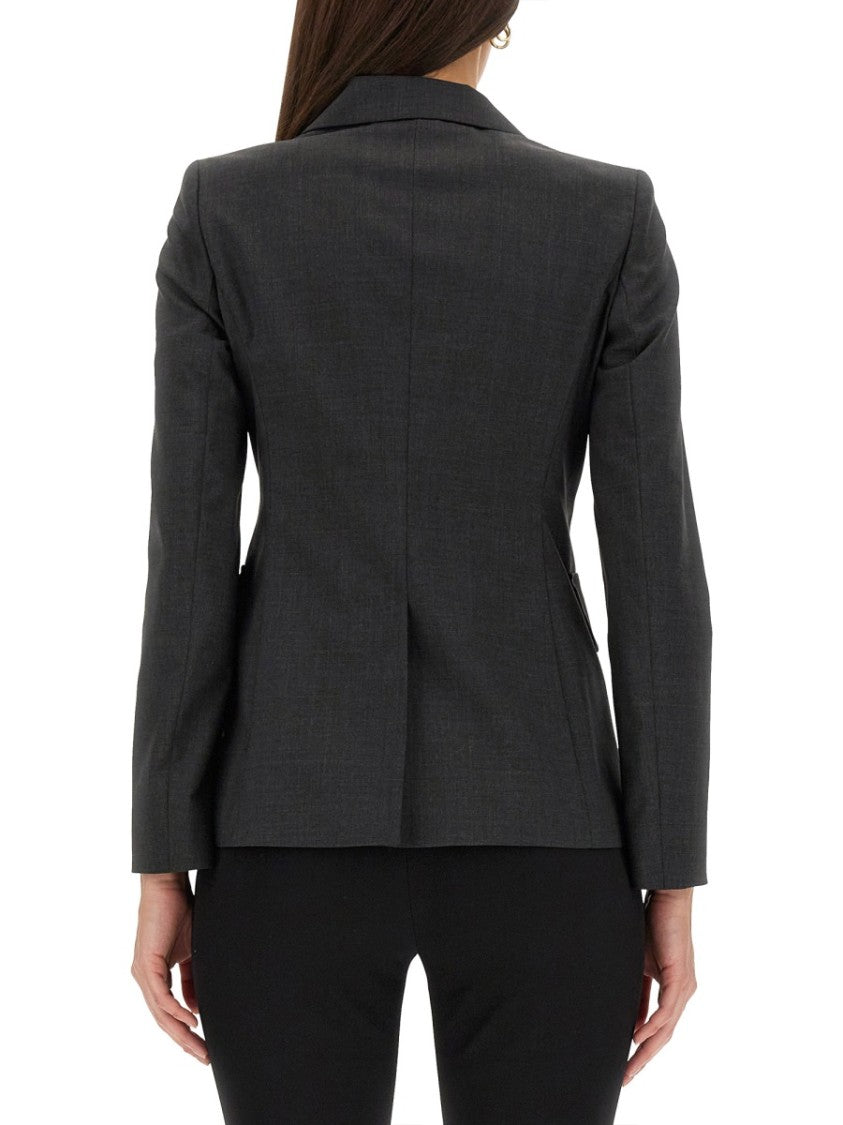 Max Mara Double-Breasted Jacket With Notched Lapels In Virgin Wool