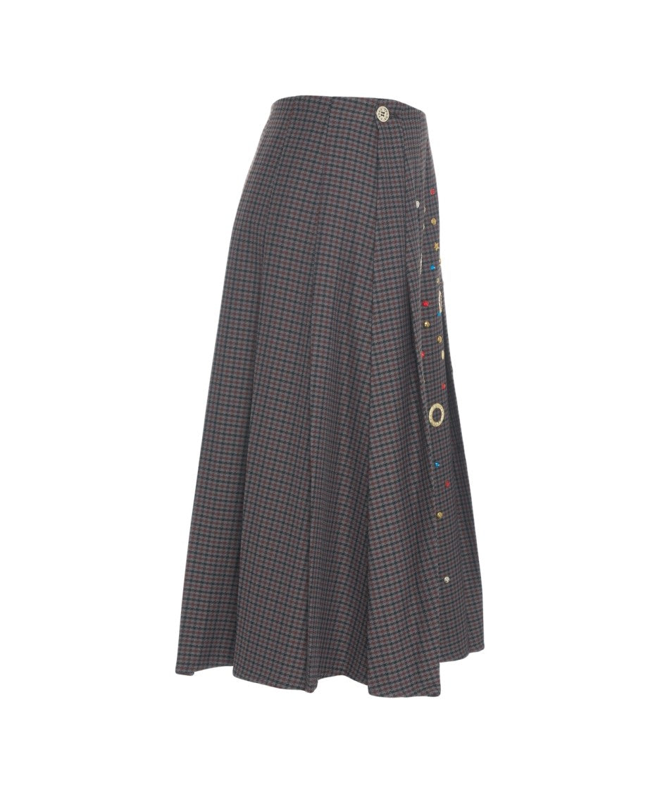 5 Progress Midi Pleated Skirt With Decorative Details