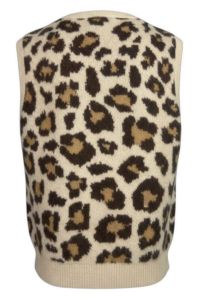 Mc2 Saint Barth Leopard Print Joey P Alpaca Vest