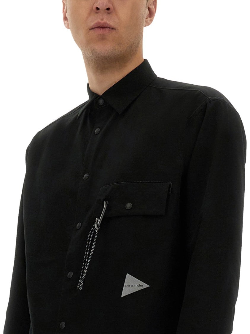 And Wander Black Technical Fabric Shirt