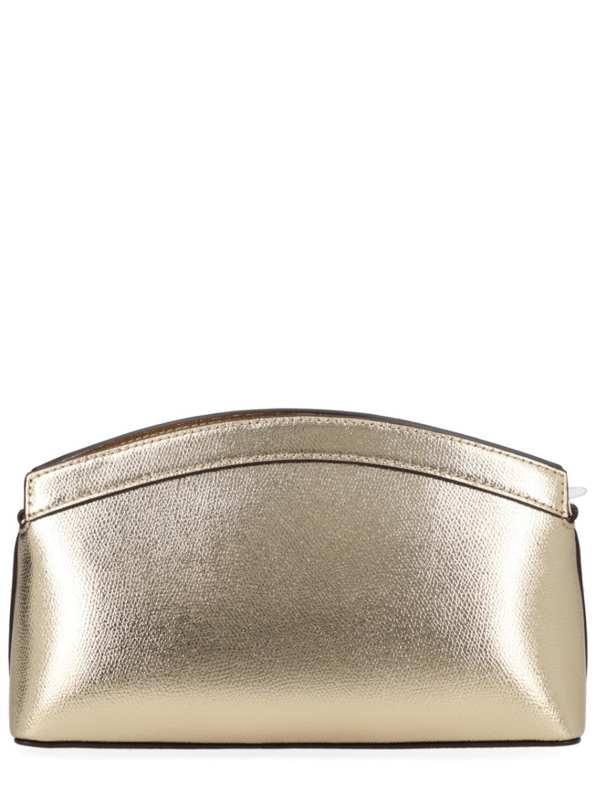 Michael Michael Kors Textured Leather Shoulder Bag With Metallic Gold Finish