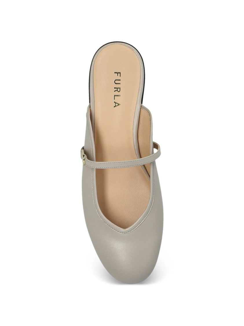 Furla Etoile Ballerina Linen Flax Buckle Mules