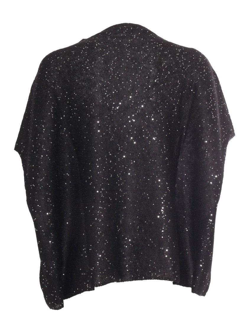 Fabiana Filippi Sequin Soft Mohair Crew Neck Cape