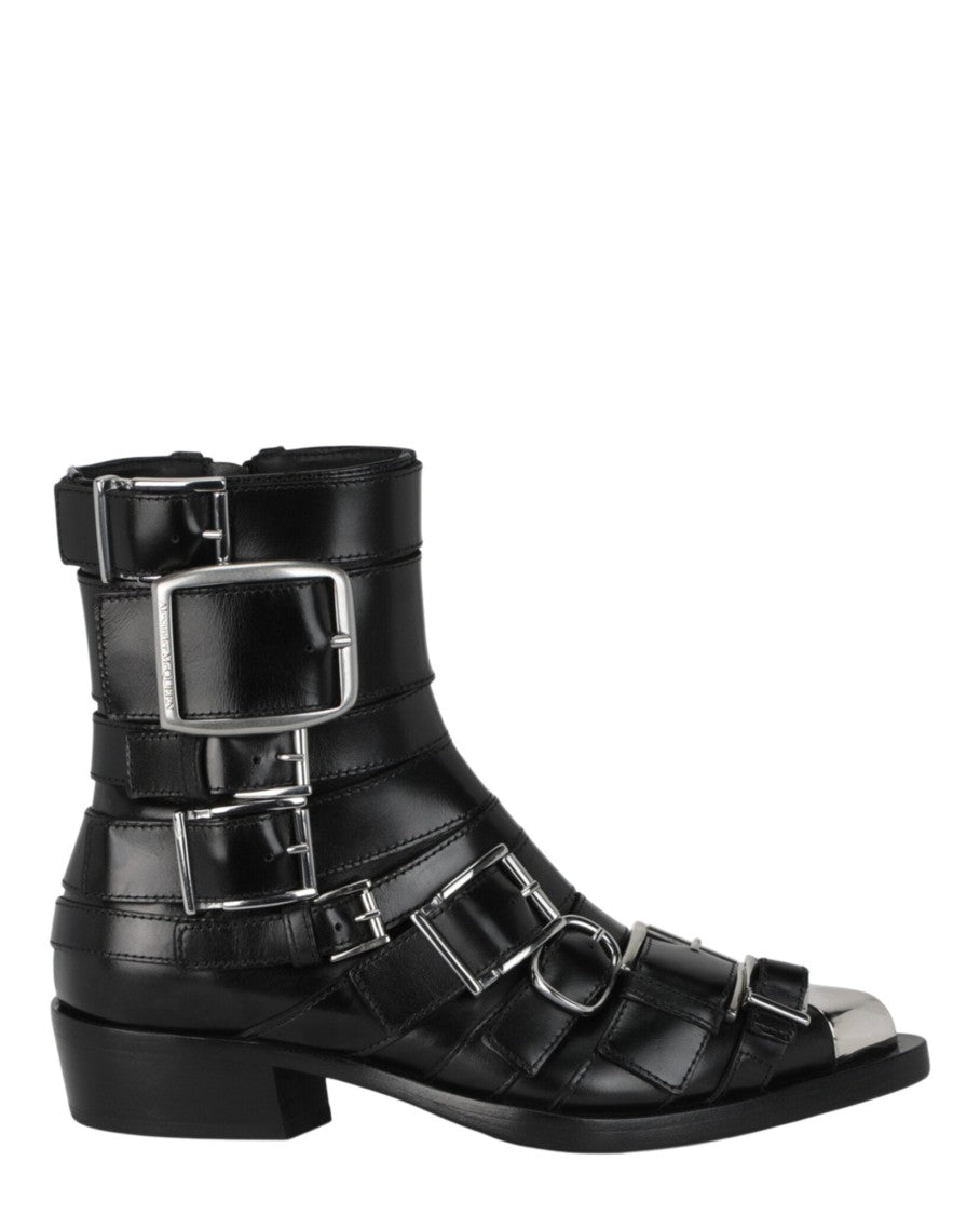 Alexander Mcqueen Strappy Punk Ankle Boots