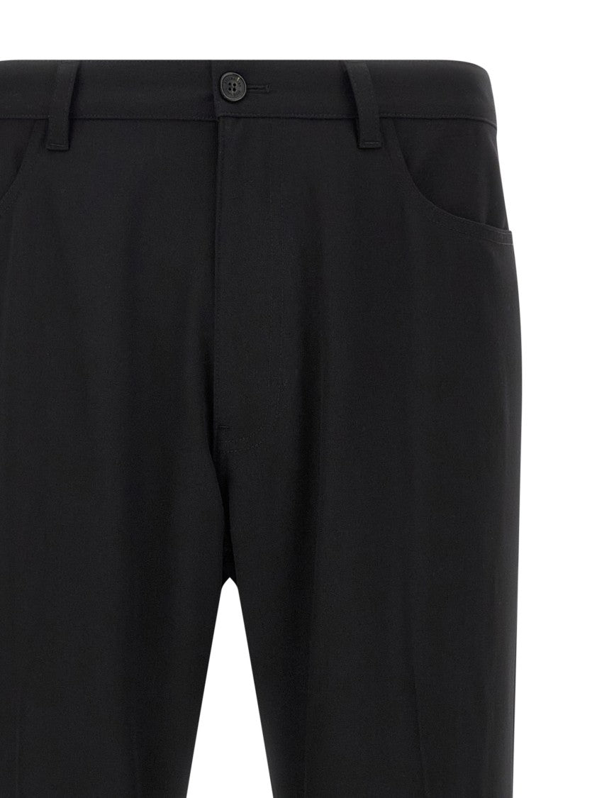 Balenciaga Ruffled Leg Stretch Wool Twill Pants